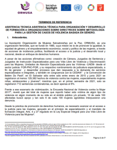 Lee más sobre el artículo TDR -ASISTENCIA TECNICA ASISTENCIA TÉCNICA PARA ORGANIZACIÓN Y DESARROLLO DE FORMACIÓN A ORGANIZACIONES SOBRE DIRECTRICES SOBRE METODOLOGÍA PARA LA GESTIÓN DE CASOS DE VIOLENCIA BASADA EN GÉNERO.