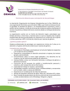 Lee más sobre el artículo TDR – PSICOLOGAS