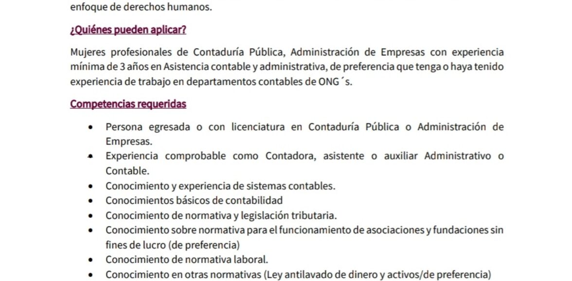 TDR-TÉRMINOS DE REFERENCIA PARA CONTRATAR A ASISTENTE CONTABLE Y FINANCIERA