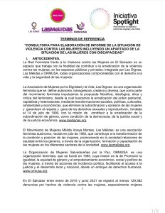 Lee más sobre el artículo CONSULTORIA PARA ELABORACIÓN DE INFORME DE LA SITUACIÓN DE VIOLENCIA CONTRA LAS MUJERES INCLUYENDO UN APARTADO DE LA SITUACIÓN DE LAS MUJERES CON DISCAPACIDAD