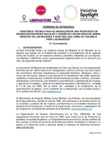 Lee más sobre el artículo ASISTENCIA TÉCNICA PARA ELABORACIÓN DE UNA PROPUESTA DE<br>PROMOCIÓN EN REDES SOCIALES Y DISEÑO DE LOS MATERIALES SOBRE<br>DERECHO DE LAS MUJERES A VIVIR UNA VIDA LIBRE DE VIOLENCIA<br>PARA LAS MUJERES