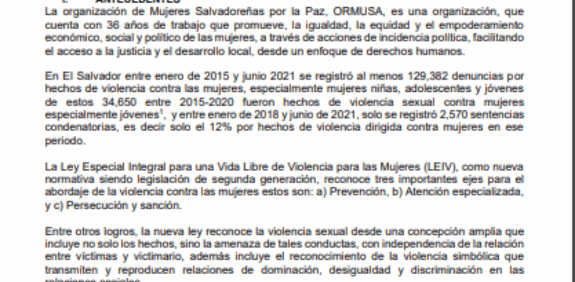 ASISTENCIA TÉCNICA PARA EDICIÒN, DIAGRAMACIÒN E IMPRESIÓN DE INVESTIGACIÓN SOBRE LA CULTURA DE LA VIOLACIÓN, FACTORES ESTRUCTURALES Y CULTURALES. PROPUESTA PARA UNA NUEVA ARQUITECTURA PARA LA CONSTRUCCIÓN DE NUEVOS IMAGINARIOS SOCIALES. 1ª. CONVOCATORIA