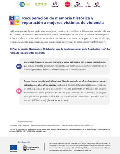 Recuperación de memoria histórica y reparación a mujeres víctimas de violencia
