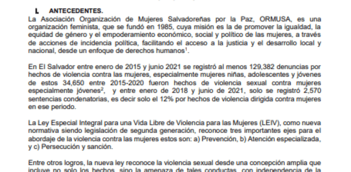 Asistencia técnica para formulación de propuesta normativa en prevención, atención y erradicación de la violencia sexual