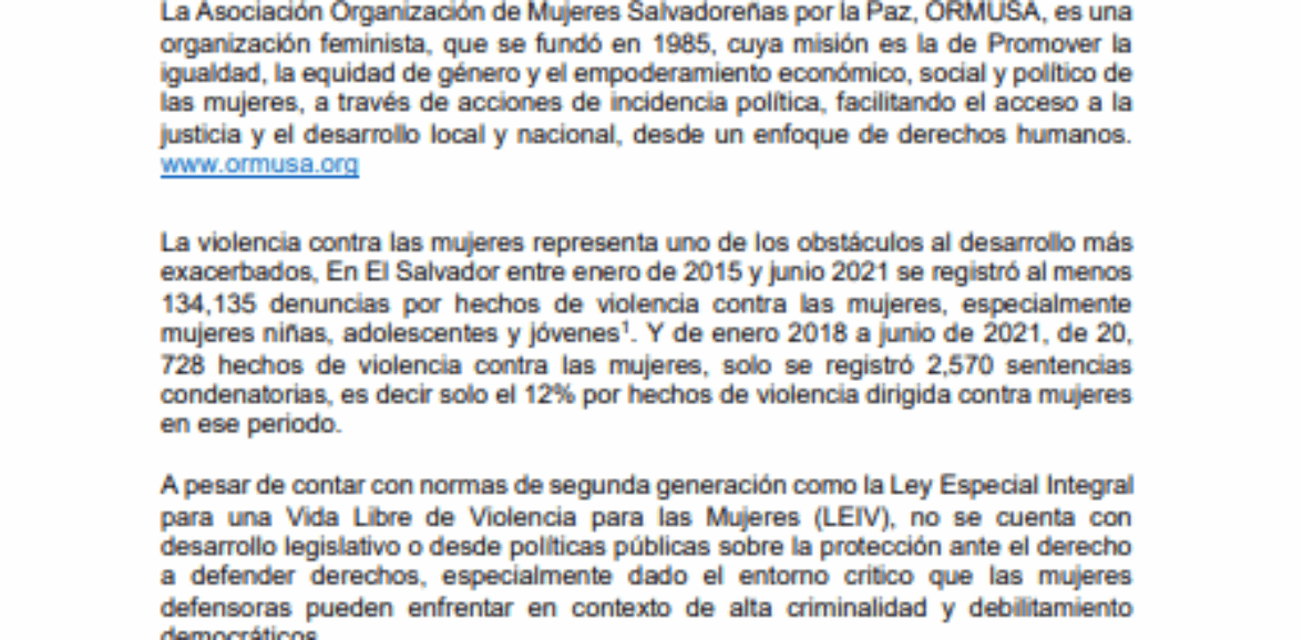 Asistencia técnica para elaboración de protocolo de seguridad y protección organizaciones de defensa de derechos humanos  2a convocatoria
