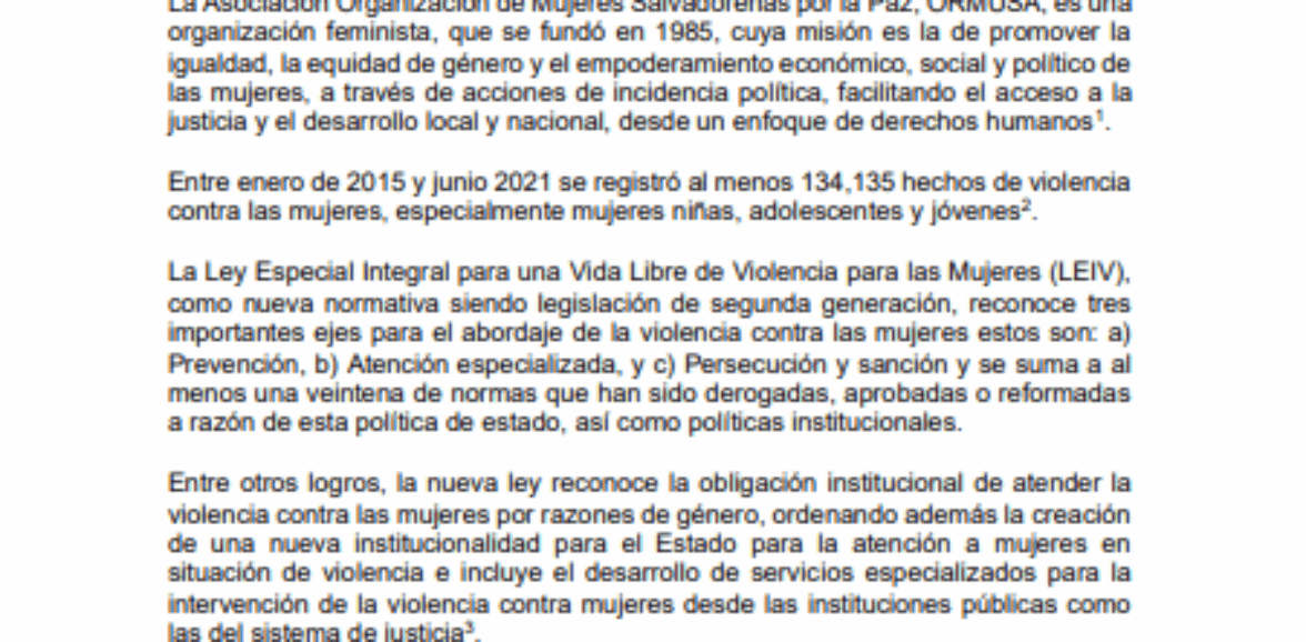 Diseño y elaboración de material promocional de servicios de atención de la Corte Suprema de Justicia – Órgano judicial para mujeres en situación de violencia