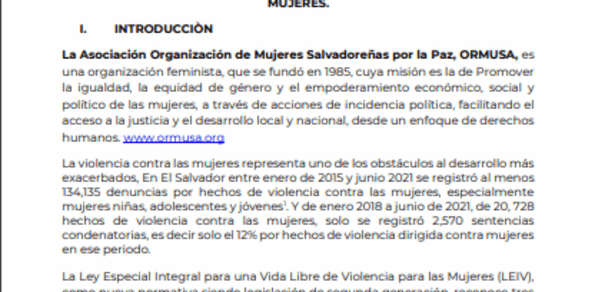 Asistencia técnica para elaboración de perfil de formación para especialización de persona de procuraduría general de la república y personal policial en delitos contra las mujeres