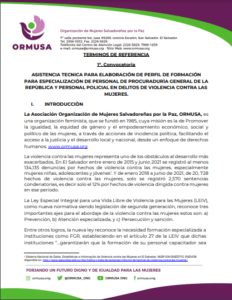 Lee más sobre el artículo Asistencia técnica para elaboración de perfil de formación para especialización de persona de procuraduría general de la república y personal policial en delitos contra las mujeres
