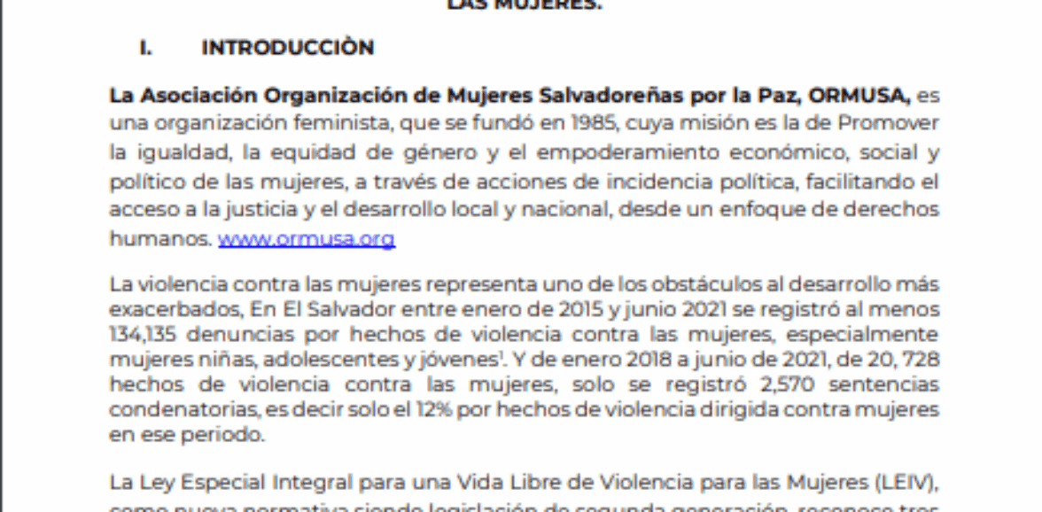 Asistencia técnica para revisión y seguimiento metodológico de procesos formativos de personal de procuraduría general  de la república y personal policial en delitos de violencia contra las mujeres