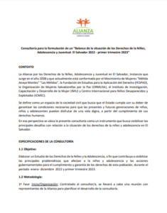 Lee mĆ”s sobre el artĆculo TDRĀ ConsultorĆa para la formulación de un āBalance de la situación de los Derechos de la NiƱez, Adolescencia y Juventud. El Salvador 2022 – primer trimestre 2023ā