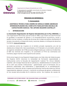 Lee más sobre el artículo Asistencia técnica para el diseño de modulo sobre abordaje interdisciplinario del conflicto familiar para escuela de capacitación judicial