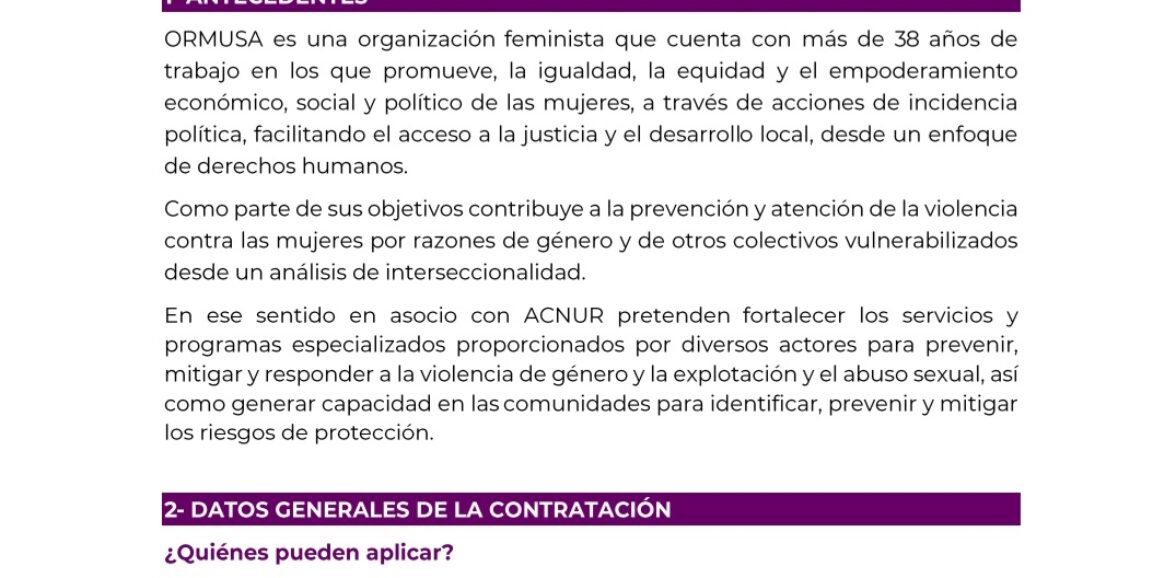Contratación de Psicóloga