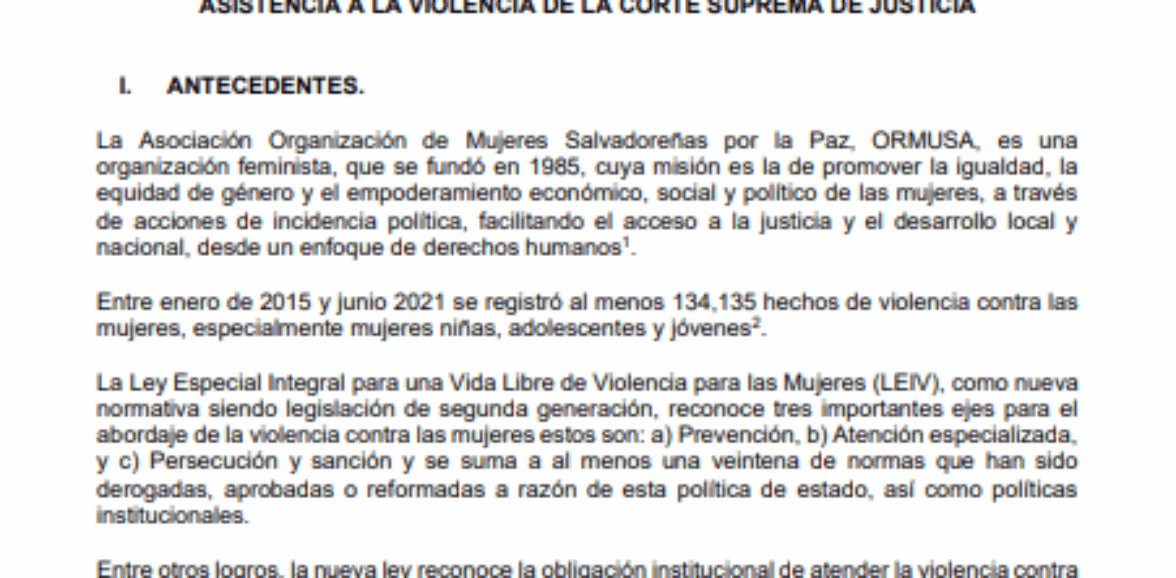 1°- Convocatoria – Asistencia técnica y acompañamiento en la construcción y revisión de protocolos e instrumentos para la estandarización de la intervención para la atención remota a situaciones de violencia y discriminación contra las mujeres de servicios telefónicos de asistencia a la violencia de la Corte Suprema de Justicia
