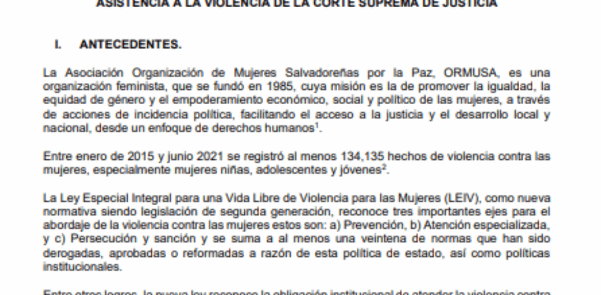 2°- Convocatoria – Asistencia técnica y acompañamiento en la construcción y revisión de protocolos e instrumentos para la estandarización de la intervención para la atención remota a situaciones de violencia y discriminación contra las mujeres de servicios telefónicos de asistencia a la violencia de la Corte Suprema de Justicia