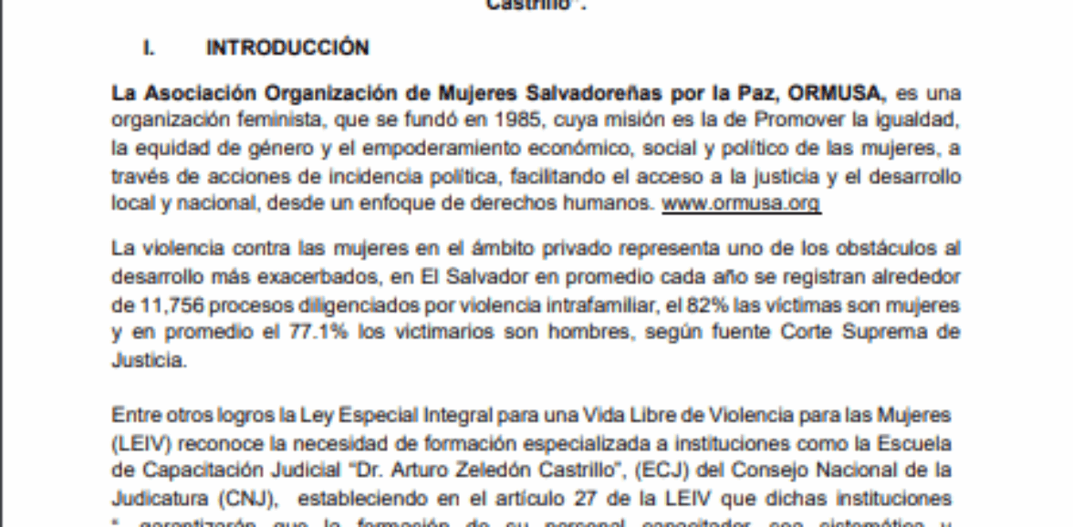 Asistencia técnica para facilitación de módulo sobre abordaje interdisciplinario del conflicto familiar con Escuela de Capacitación Judicial “Dr. Arturo Zeledón Castrillo”