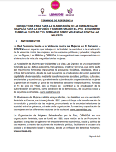 Lee más sobre el artículo Consultoría para la elaboración de las estrategias de campaña para la difusión y sistematización el Pre-encuentro rumbo al 15 EFLAC y el seminario sobre violencias contra las mujeres