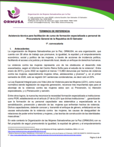 Lee más sobre el artículo Asistencia técnica para facilitación de curso de formación especializada a personal de Procuraduría General de la Republica de El Salvador 1ª. convocatoria