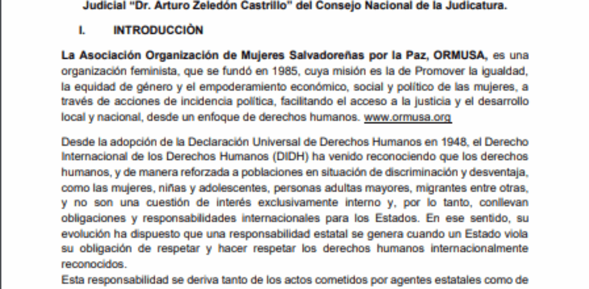 Asistencia técnica para diseño del módulo de formación denominado “Reparación integral del daño con enfoque de derechos humanos” para Escuela De Capacitación Judicial “Dr. Arturo Zeledón Castrillo” del Consejo Nacional de la Judicatura.
