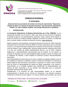 Lee mĆ”s sobre el artĆculo Asistencia tĆ©cnica para diseƱo del módulo de formación denominado āReparación integral del daƱo con enfoque de derechos humanosā para Escuela De Capacitación Judicial āDr. Arturo Zeledón Castrilloā del Consejo Nacional de la Judicatura.