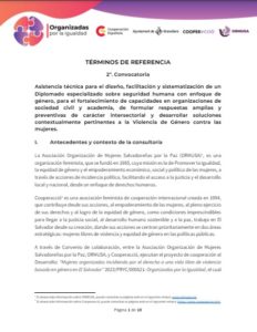 Lee más sobre el artículo Asistencia técnica para el diseño, facilitación y sistematización de un Diplomado especializado sobre seguridad humana con enfoque de género – 2 convocatoria