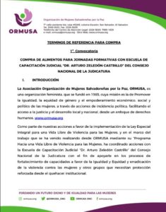 Lee más sobre el artículo Compra de alimentos para jornadas formativas con escuelas de capacitación Judicial «Dr. Arturo Zeledón Castrillo» del Consejo Nacional de la Judicatura