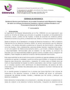 Lee más sobre el artículo Asistencia técnica para facilitación de jornadas formativas sobre Reparación Integral del daño con enfoque de derechos humanos y derecho antidiscriminatorio con Procuraduría General de la República – 1ª. convocatoria